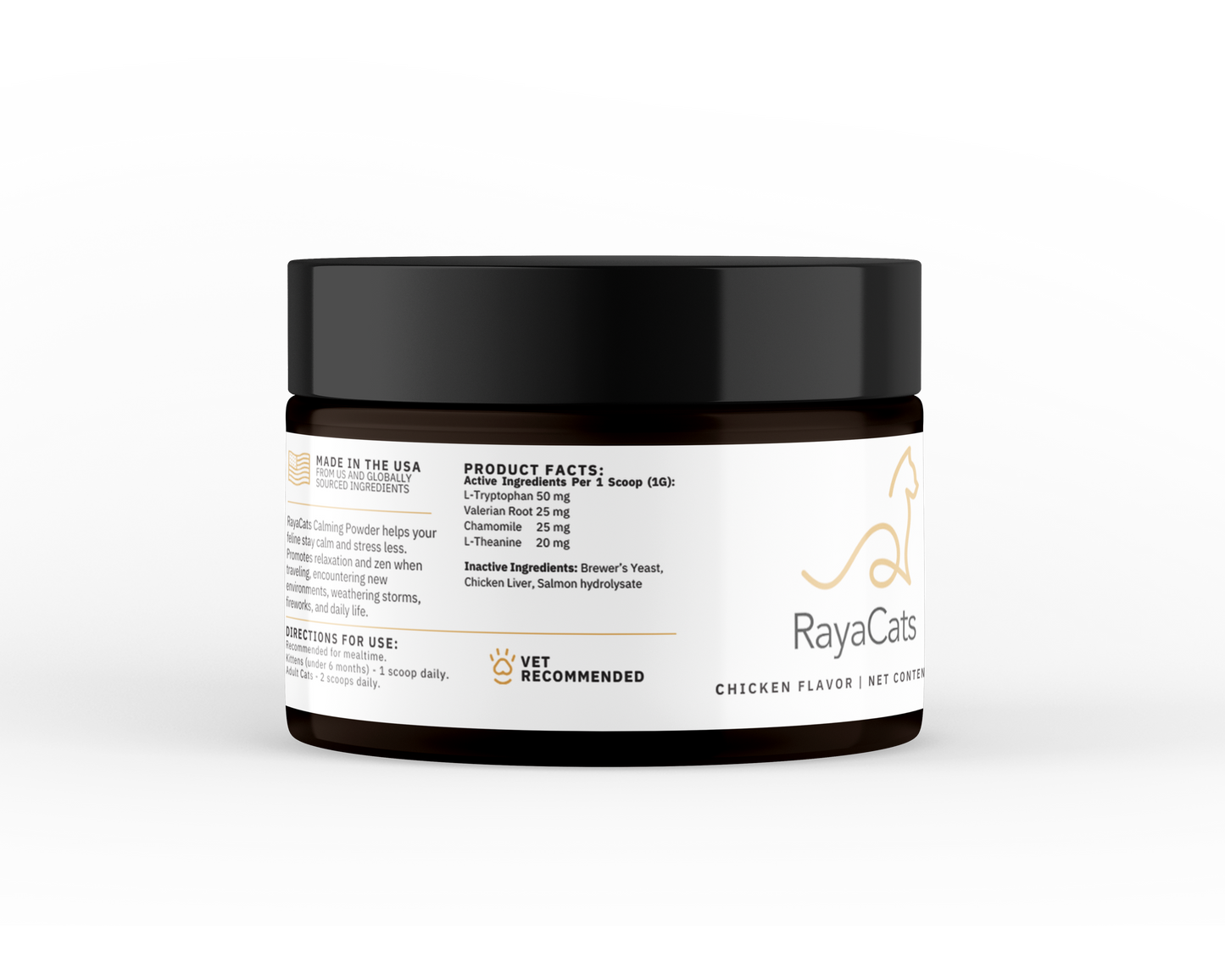 RayaCats Calming Powder for Cats – Anxiety & Stress Relief, Vet-Formulated, USA-Made