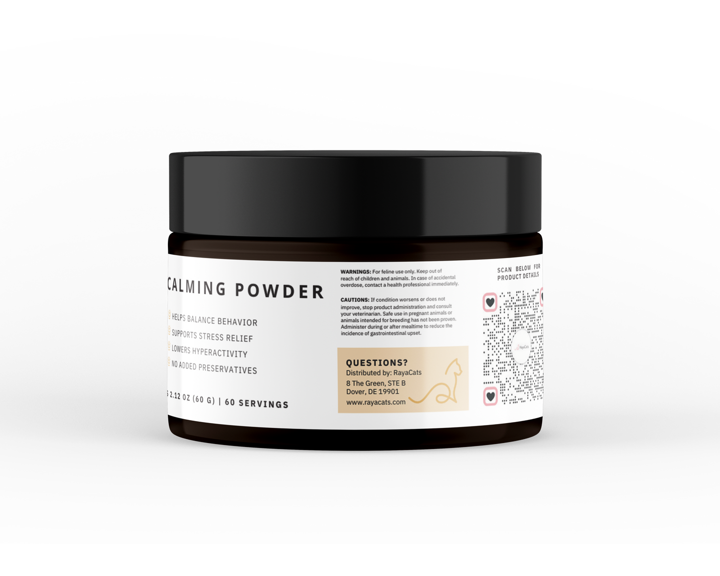 RayaCats Calming Powder for Cats – Anxiety & Stress Relief, Vet-Formulated, USA-Made